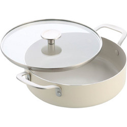KitchenAid - Coloured Aluminum Covered Skillet with 2 Sidehandles - Almond Cream - 28 cm