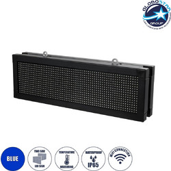GLOBOSTAR(R) DISPLAY 90318 Κυλιόμενη Ψηφιακή Επιγραφή 64x16cm P10 Διπλής Όψης LED AC 220-240V Αδιάβροχο IP65 Μπλε - WiFi Control μέσω FK APP - Αισθητήρας Θερμοκρασίας & Υγρασίας - Μ70.5 x Π11 x Υ22.5c