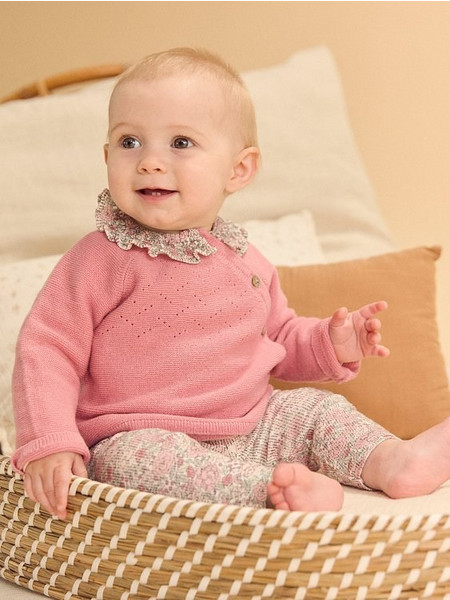 Βρεφικό Σετ για Κορίτσια Floral Knit ΡΟΖ
