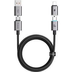 Mcdodo CA-6560 Καλώδιο Δεδομένων 4 Σε 1 Extreme Energy Series, Μαγνητικά Άκρα, USB-C/USB-A Σε USB-C/Lightning, 60W, 1,2m, Μαύρο