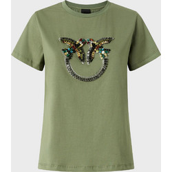 PINKO QUENTIN T-SHIRT JERSEY RICAMO 100535A33F-U84 Green