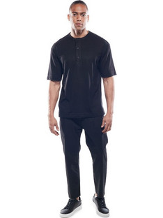Cover Jeans Lucas ανδρικό παντελόνι chinos tapered μαύρο FZ205-32 Black
