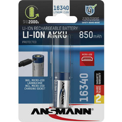 Ansmann 16340 850mAh Micro USB Input 1τμχ