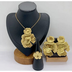 Peach Jewelry Σετ Κοσμημάτων Μοντέρνα Γραμμή Γεωμετρικό Λουλούδι Από Ανοξείδωτο Ατσάλι 304
