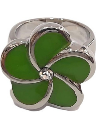 BD Jewelery Δαχτυλίδι Λουλούδι από Ατσάλι Πράσινο HR-6266