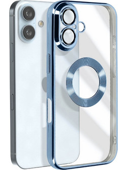 Forcell iPhone 16 Plus Glam Θήκη Με Πλαίσιο Σιλικόνης Διάφανη - Blue