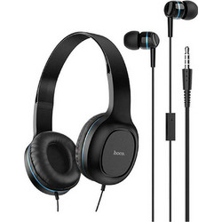 Hoco W24 Enlighten Ενσύρματα Ακουστικά On Ear Μαύρα Μπλε
