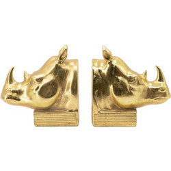 Artekko Rhino Βιβλιοστάτες Ρινόκερος Ρητίνη Χρυσό (15.5x8.9x14.5)cm Σετ/2