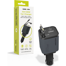 Mobile Origin 4in1 50W Car Charger CA28 - USB-C + USB-A, USB-C and Lightning Cable - (MO-CCH-CA28)