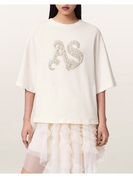 ALL SAINTS ICON AMELIE TEE W117JE-OPTIC WHITE OffWhite