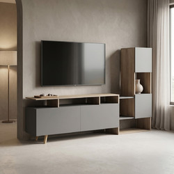 Σύνθετο σαλονιού Defry pakoworld sonoma-ανθρακί 177.5x31.5x110εκ 230-000274