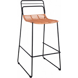 ΣΚΑΜΠΟ ΜΕΤΑΛΛΙΚΟ ALLEGRA HM5642 ΜΕ WICKER ΣΕ ΜΠΕΖ ΑΠΟΧΡΩΣΗ 48x53x100 εκ
