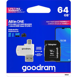 GoodRam M14A microSDXC 64GB Class 10 U1 UHS-I + Adapter + OTG