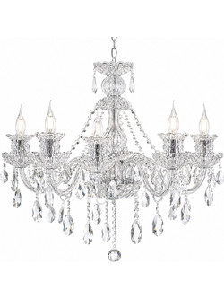 Artekko Chandelier Πολυέλαιος 8φωτος Ε14 με Διάφανο Κρύσταλλο (68x68x68)cm