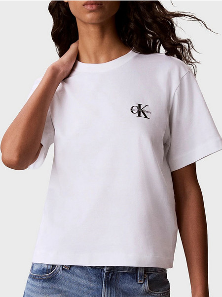 CALVIN KLEIN JEANS SS BOXY LEFT CHEST MONOLOGO TEE LV047G826G-YAF White