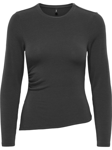 ONLY ONLGLAMOUR L/S RUCHING TOP JRS 15383237-Dark Grey Melange DarkGray