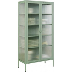 STEELEN COLOR Μεταλλική Ντουλάπα 90x55x190cm Πάχους 0.8mm Εσωτερικού Χώρου Βιτρίνα με Τζάμι και Πόδια Pastel Green