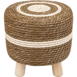 Σκαμπό Ψάθινο 94900 Φ29x28cm Beige-Cream