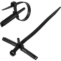 POWERTECH δεματικά καλωδίων με ούπα TIES-084, 7x150mm, μαύρα, 100τμχ