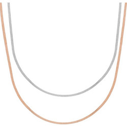 Premium Κολιέ Γυναικεία Snake Chain Χρώμα Ασημί Μπρονζέ - 2 τμχ