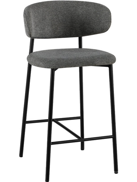 Homemarkt ΣΚΑΜΠΟ-ΜΠΑΡ ΜΕΣ.ΥΨΟΥΣ KIMO HM18462.01 ΓΚΡΙ ΥΦΑΣΜΑ-ΜΕΤΑΛ.ΠΟΔΙΑ ΣΕ ΜΑΥΡΟ 47x48x93Υεκ