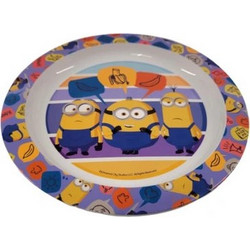 Minions Striped Πλαστικό πιάτο φαγητού για φούρνο μικροκυμάτων 22 cm