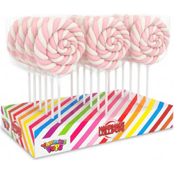 Γλειφιτζούρια Marshmallows Yammiez - Spiral Λευκό Ροζ 30gr. (18τμχ.)