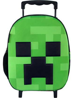 Minecraft Face Παιδικό Σακίδιο Πλάτης Τρόλεϊ Νηπιαγωγείου με 1 Θήκη 32x26x11 εκ