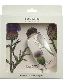 Tucano Σετ Ποντίκι & Mousepad με Floral Σχέδιο Αγκινάρας - Εκρού