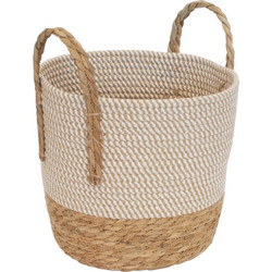 Καλάθι βαμβ.ψάθινο εκρού-φυσικό Φ27Η25/33cm