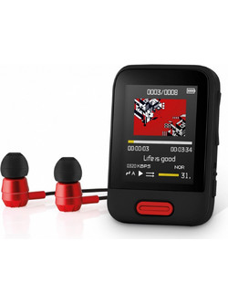 Sencor SFP 7716 MP4 Player 16GB με Οθόνη 1.8" Bluetooth & Ραδιόφωνο Μαύρο Κόκκινο