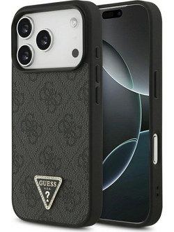 Guess Leather 4G Triangle Strass MagSafe Case Black (iPhone 18 Pro / 17 Pro)