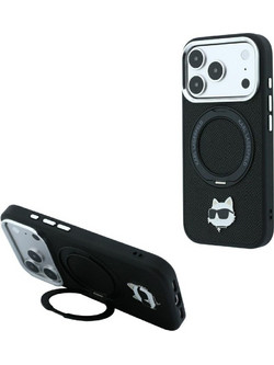 Karl Lagerfeld 360 Choupette Head Pin MagSafe Back Cover Black (iPhone 18 Pro Max / 17 Pro Max)