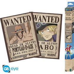 One Piece - Wanted Sabo & Ace Poster Set (2 Posters, 52 x 38 cm)