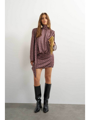 Topshop Celly Mini Φόρεμα Σατέν Μπορντό 31002185