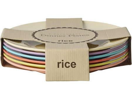 Rice - Melamine Round Dinner Plates - Glory Days Colors - 6 Pack - Baby and Children