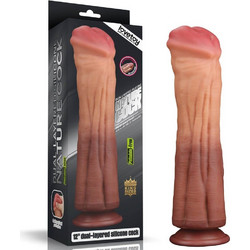 Lovetoy Dual layered Platinum Silicone Cock Ρεαλιστικό Dildo με Βεντούζα 30cm Flesh
