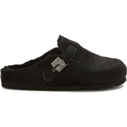 Grace Pony leather mule with faux fur lining Scholl Μαύρο