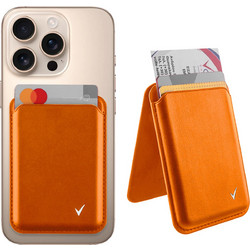 Volte-Tel MagSafe Anti-RF Leather Wallet Stand Θήκη Καρτών Orange