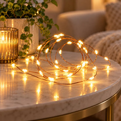 Koopman 40 LED Χριστουγεννιάτικα Λαμπάκια σε Σύρμα Μπαταρίας Θερμό Λευκό 1.95m Καφέ AX9735020