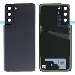 Samsung Galaxy S21 5G - Battery Door + Battery Door Adhesive + Back Camera Lens and Bezel Phantom Black OEM