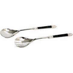 Royal Set Σερβιρισματος 2Τμχ Σαλατας Ατσαλι Resin Μαυρο 29x6xH2cm - Liberta