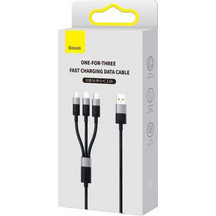 Baseus Universal Cable StarSpeed 3-σε-1 Καλώδιο δεδομένων γρήγορης φόρτισης (USB σε Micro + Lightning + Type-C) 3,5A 1,2 m, Μαύρο (CAXS000001)