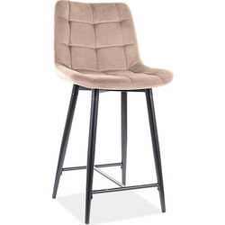 Καρέκλα μπαρ ύφασμιμι Chic H2 45x37x92 μαύρο/μπεζ βελούδο DIOMMI CHICH2VCBE
