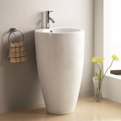 Inter Ceramic Νιπτήρας Μπάνιου Δαπέδου Στρογγυλός Πορσελάνης Λευκός ICC5185