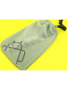 Γκρι Θήκη - Suede Pouch - για μεγάλα κινητά Android με κορδονάκι