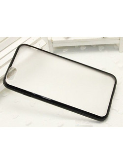 iphone 6 Plus - TPU bumper Frame Matte Clear Back Hard Case Cover Black (OEM)