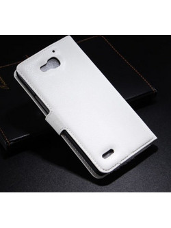 Huawei Honor 3X G750 - Δερμάτινη Stand Θήκη Πορτοφόλι Λευκό (OEM)