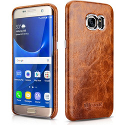 Θήκη ICARER Δερμάτινη Oil Wax Back Cover για SAMSUNG GALAXY S7 EDGE - ΚΑΦΕ