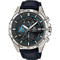 Casio Edifice Ανδρικό Ρολόι Χρονογράφος με Μαύρο Δερμάτινο Λουράκι EFR-556L-1AVUEF